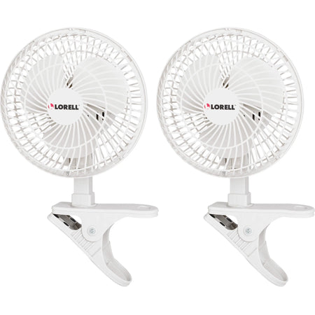 Lorell Clip-On Personal Fan: 152.4mm 2-Speed Adjustable Tilt Head - Fans