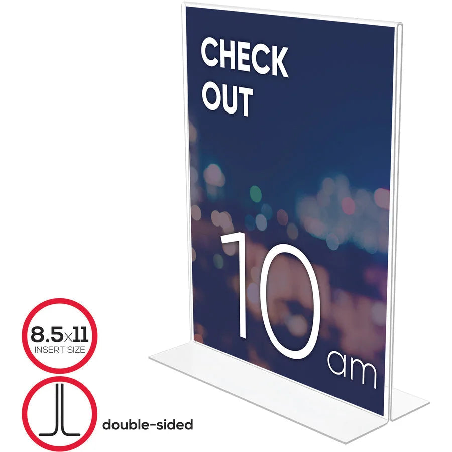 Lorell Double-sided Acrylic Frame - 8.50’’ x 11’’ - Countertop Display - Signs & Nameplates