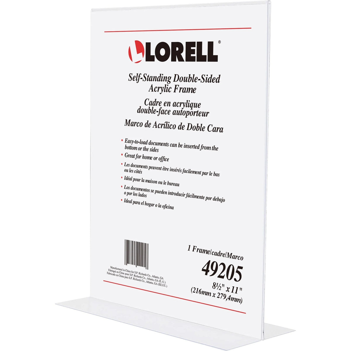 Lorell Double-sided Acrylic Frame - 8.50’’ x 11’’ - Countertop Display - Signs & Nameplates