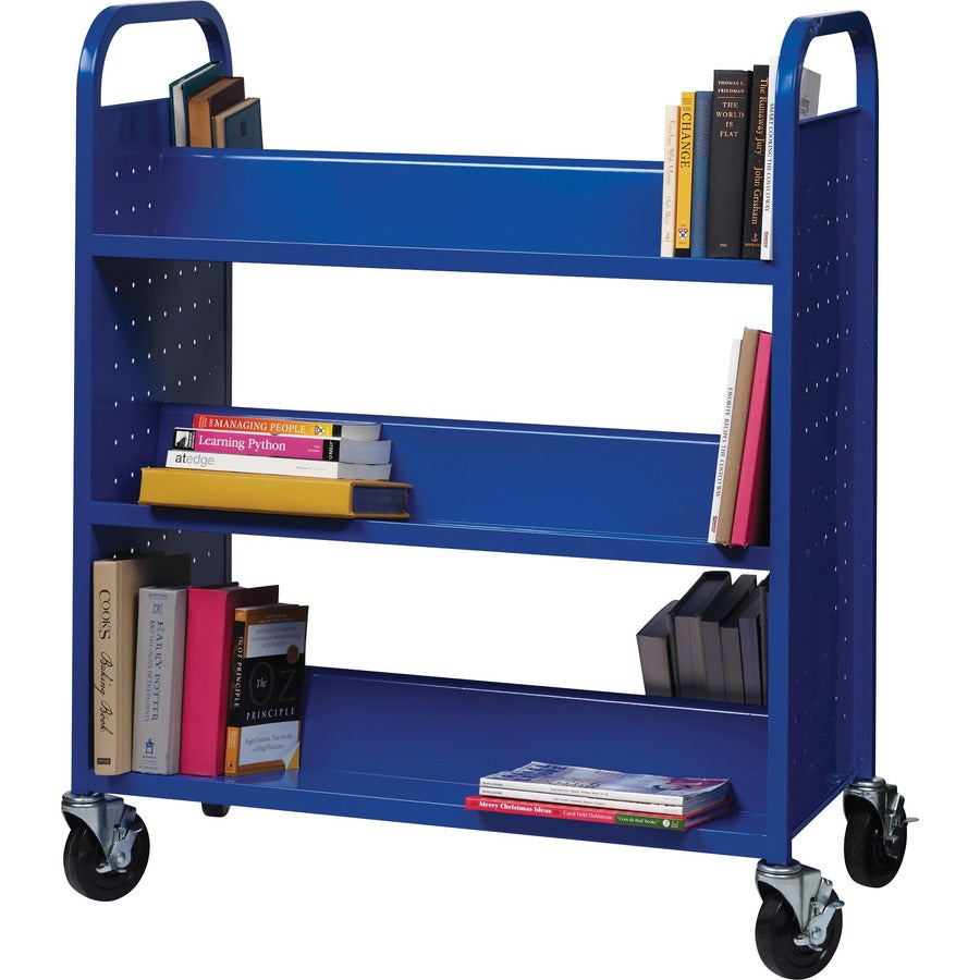 Lorell Double-sided Book Cart - Left