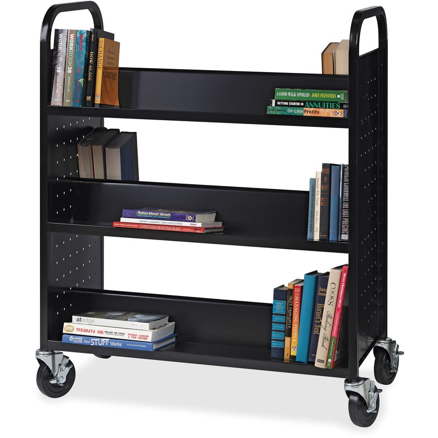 Lorell Double-sided Book Cart - Left