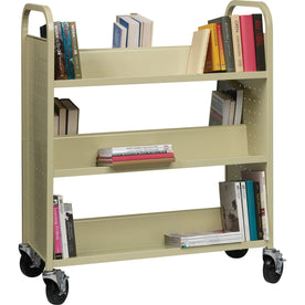 Lorell Double-sided Book Cart: 6-Shelf Steel Cart 200 lb Capacity - Carts