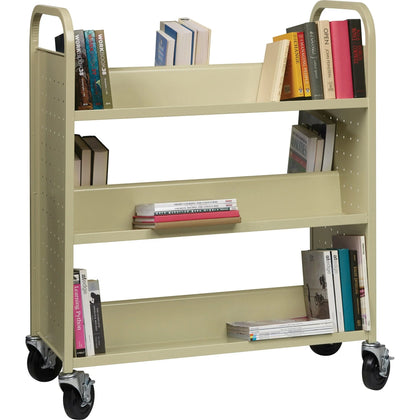 Lorell Double-sided Book Cart: 6-Shelf Steel Cart 200 lb Capacity - Carts