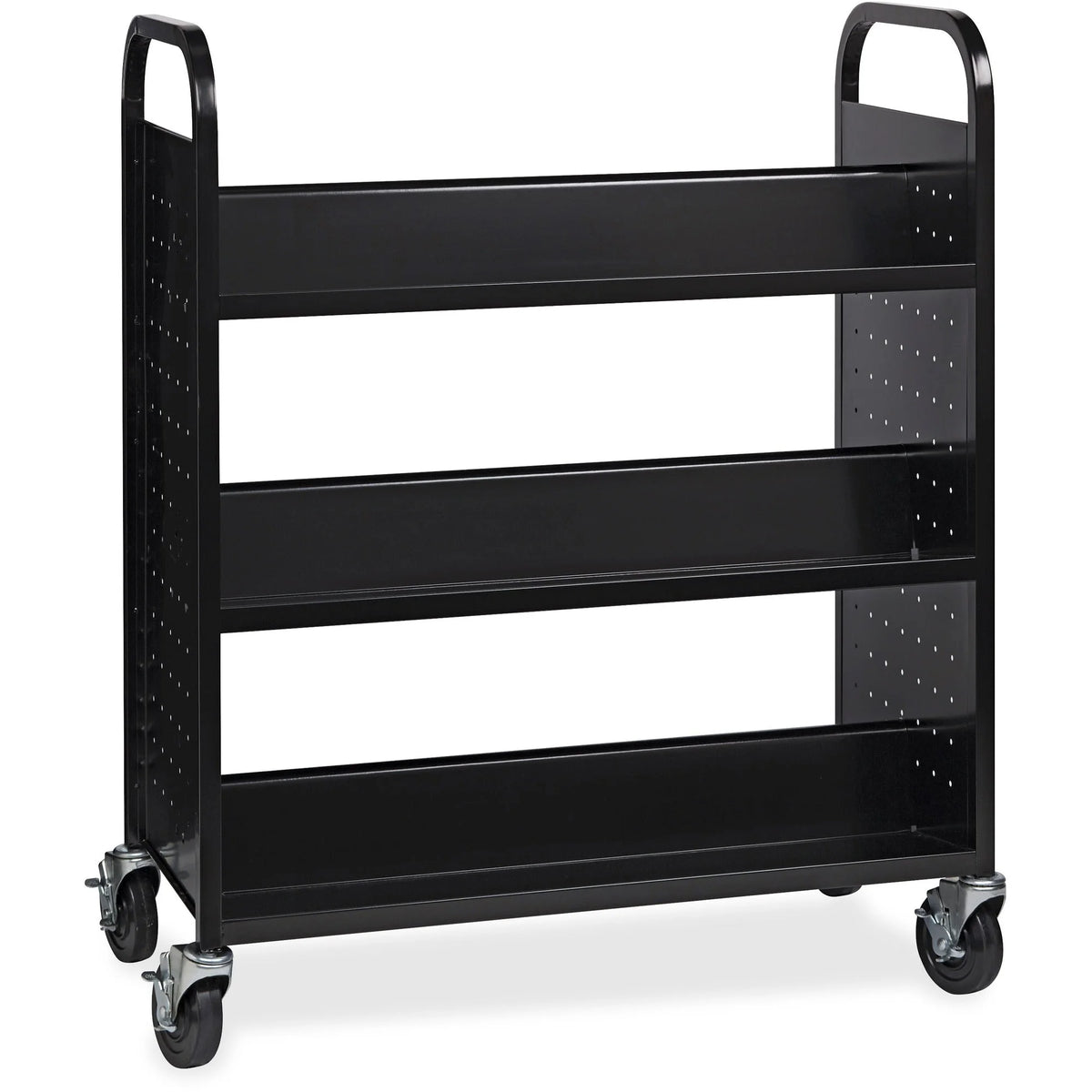 Lorell Double-sided Book Cart: 6-Shelf Steel Cart with Round Handle - Carts