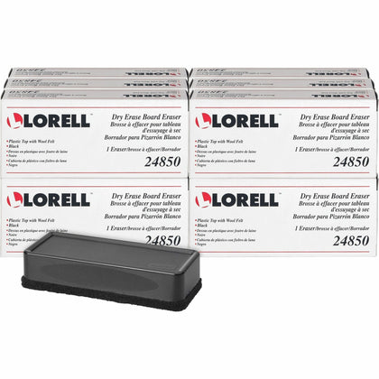 Lorell Dry-Erase Board Erasers: Black - Pack of 12 - & Easel Accessories