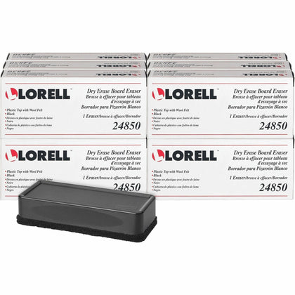 Lorell Dry-Erase Board Erasers: Black - Pack of 12 - & Easel Accessories