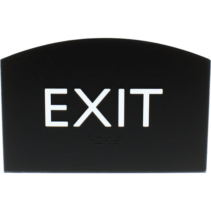 Lorell Exit Sign: Curved Shape Easy Readability Braille - Indoor - Plastic - Signs & Nameplates