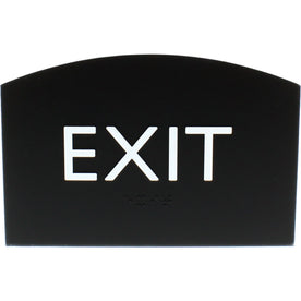 Lorell Exit Sign: Curved Shape Easy Readability Braille - Indoor - Plastic - Signs & Nameplates