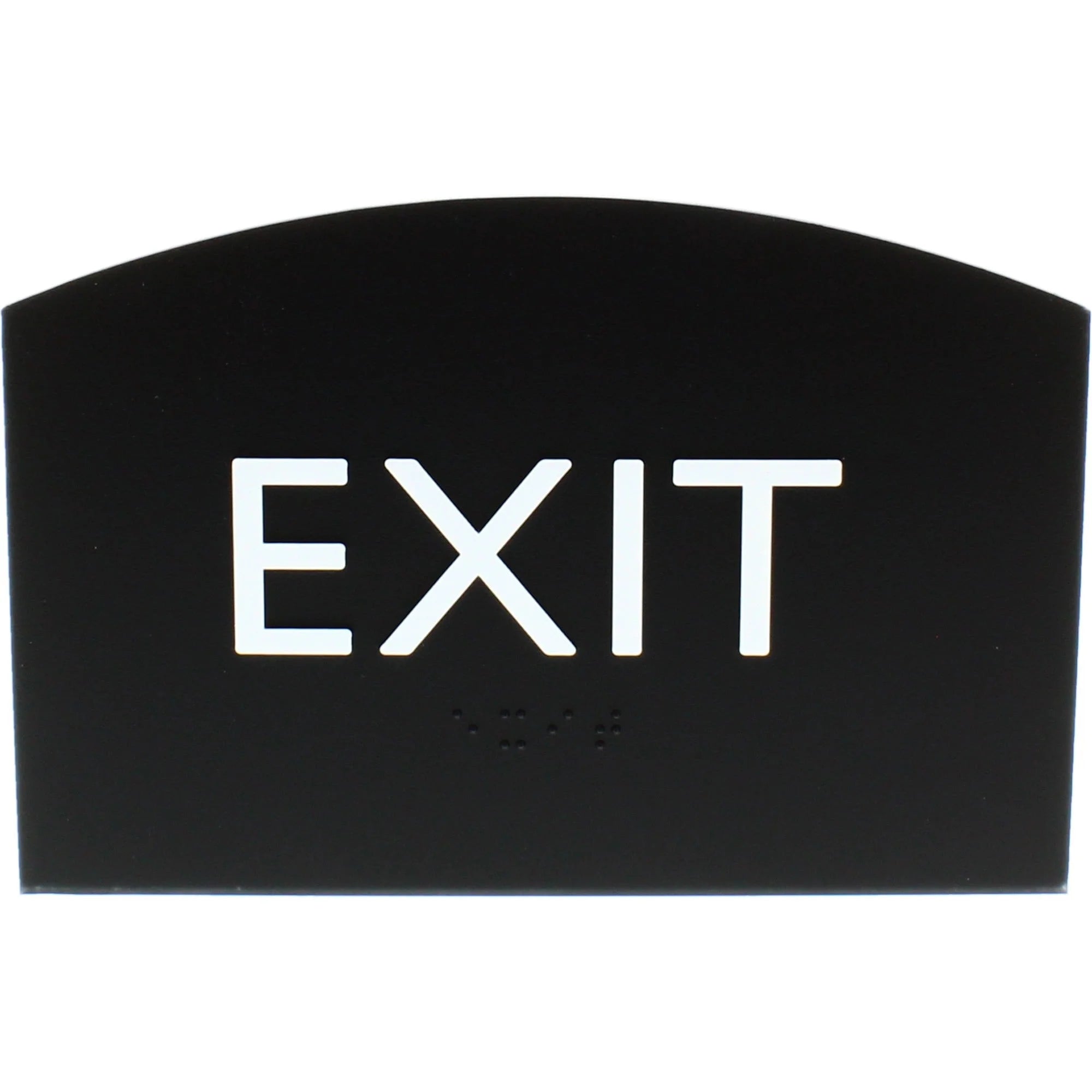 Lorell Exit Sign: Curved Shape Easy Readability Braille - Indoor - Plastic - Signs & Nameplates
