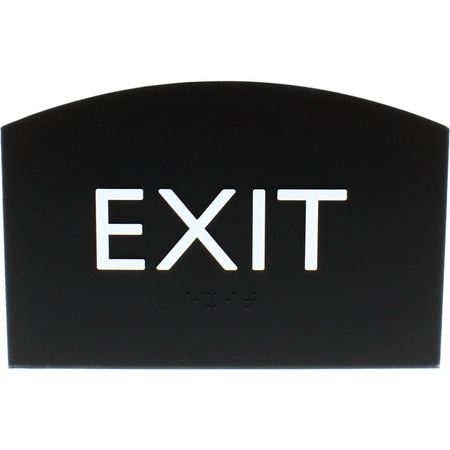Lorell Exit Sign: Curved Shape Easy Readability Braille - Indoor - Plastic - Signs & Nameplates
