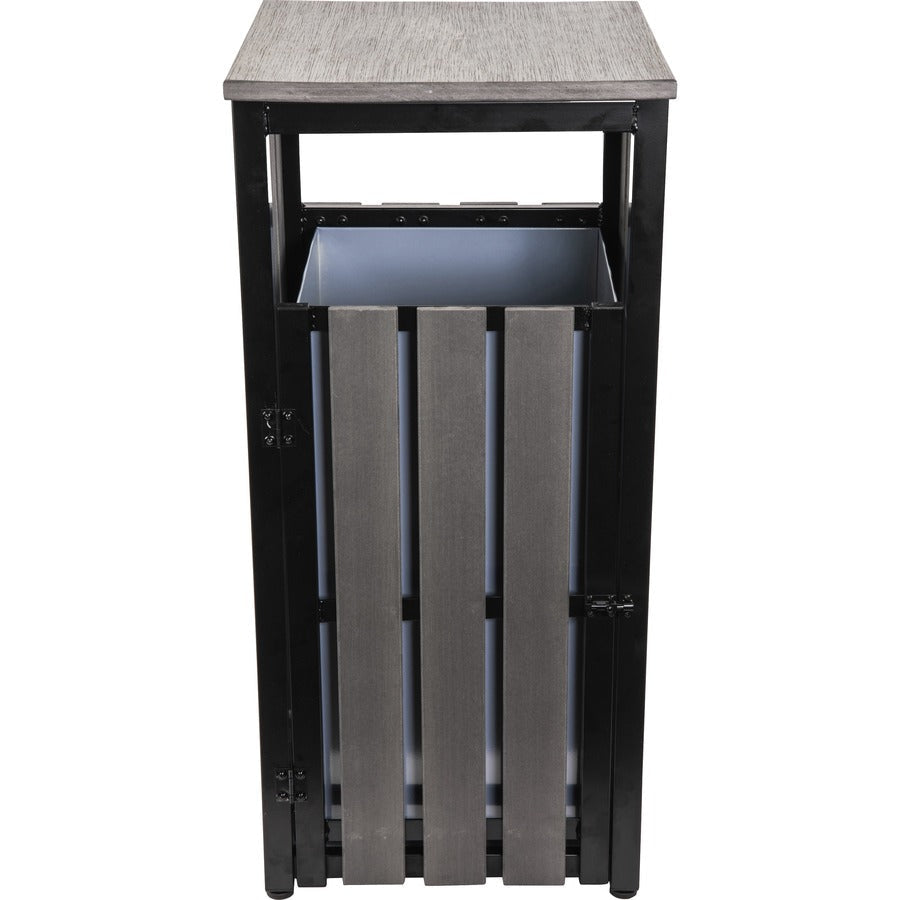 Lorell Faux Wood Outdoor Waste Bin - Front