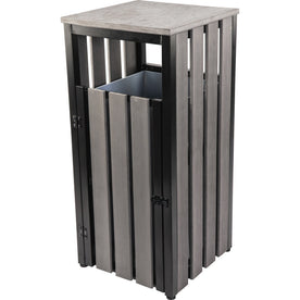 Lorell Faux Wood Outdoor Waste Bin - Weather Resistant Rectangular Design - Containers & Lids