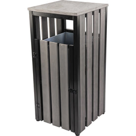 Lorell Faux Wood Outdoor Waste Bin - Weather Resistant Rectangular Design - Containers & Lids