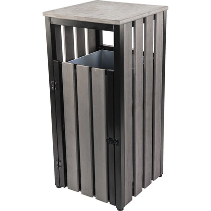 Lorell Faux Wood Outdoor Waste Bin - Weather Resistant Rectangular Design - Containers & Lids