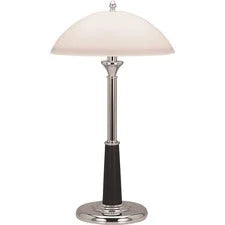 Lorell Glass Shaded Desk Lamp - 24’’ Height x 7.8’’ Width - 2 10 W CFL Bulb - Chrome - Mountable - for Table - Lamps &