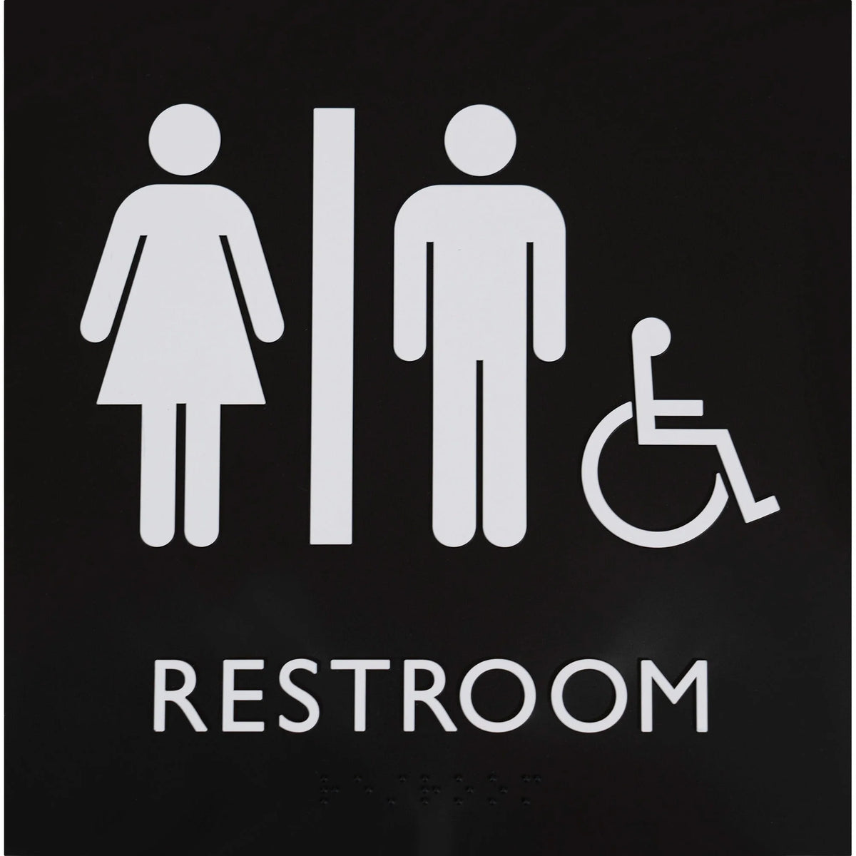 Lorell Handicap Restroom Sign: ’Restroom (Man/Woman/Wheelchair)’ - Easy Readability - Signs & Nameplates