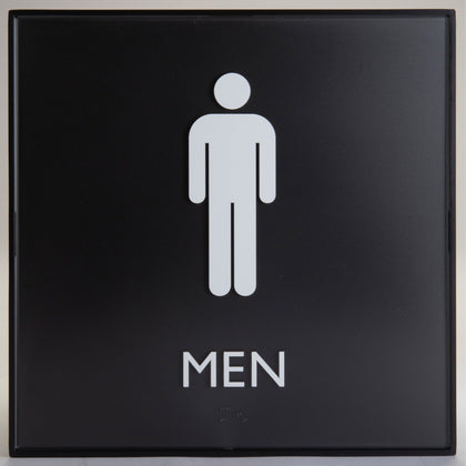 Lorell Men’s Restroom Sign: ’Men’ Print 8x8 Square Surface-mountable - Signs & Nameplates