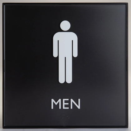 Lorell Men’s Restroom Sign: ’Men’ Print 8x8 Square Surface-mountable - Signs & Nameplates