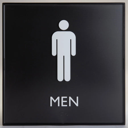 Lorell Men’s Restroom Sign: ’Men’ Print 8x8 Square Surface-mountable - Signs & Nameplates