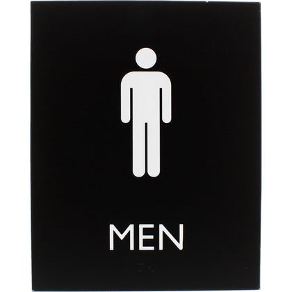 Lorell Men’s Restroom Sign: ’Men’ Print/Message - 6.4’’ x 8.5’’ - Surface-mountable - Signs & Nameplates
