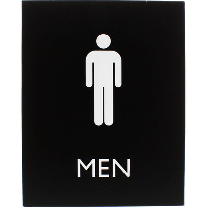 Lorell Men’s Restroom Sign: ’Men’ Print/Message - 6.4’’ x 8.5’’ - Surface-mountable - Signs & Nameplates