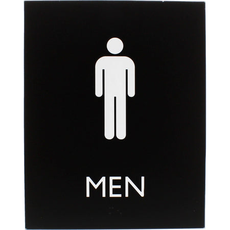 Lorell Men’s Restroom Sign: ’Men’ Print/Message - 6.4’’ x 8.5’’ - Surface-mountable - Signs & Nameplates