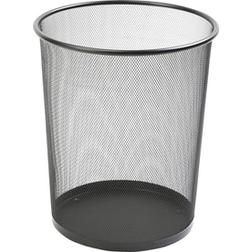 Lorell Mesh Waste Bin: 4.70 gal Round Steel Bin Black - Containers & Lids
