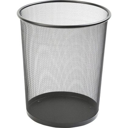 Lorell Mesh Waste Bin: 4.70 gal Round Steel Bin Black - Containers & Lids