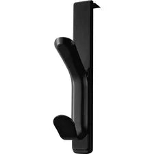 Lorell Over-the-panel Double Coat Hook - for Garment - Plastic - Black - 1 Each - Hooks & Hangers