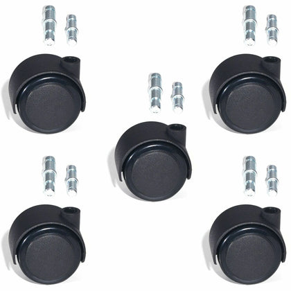 Lorell Premium Soft Dual-Wheel Casters: 2.50’’ Nylon/Metal - Black 5 Pack - Casters & Glides