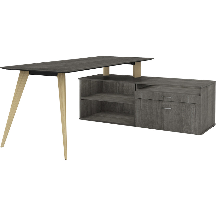 Lorell Relevance Wood Frame for 30" L-shape Desk - Alternate-Image1