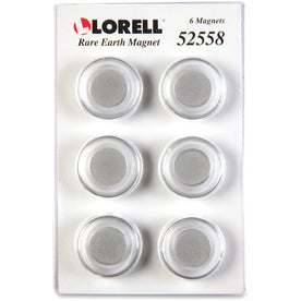 Lorell Round Cap Rare Earth Magnets - 1.2’’ Diameter - Pack of 6 - Clear - Board & Easel Accessories