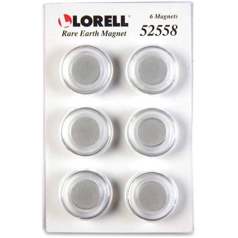 Lorell Round Cap Rare Earth Magnets - 1.2’’ Diameter - Pack of 6 - Clear - Board & Easel Accessories