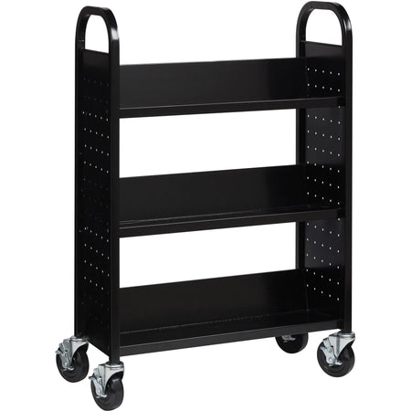 Lorell Single-Sided Book Cart: 3-Shelf Steel Organizer - Carts