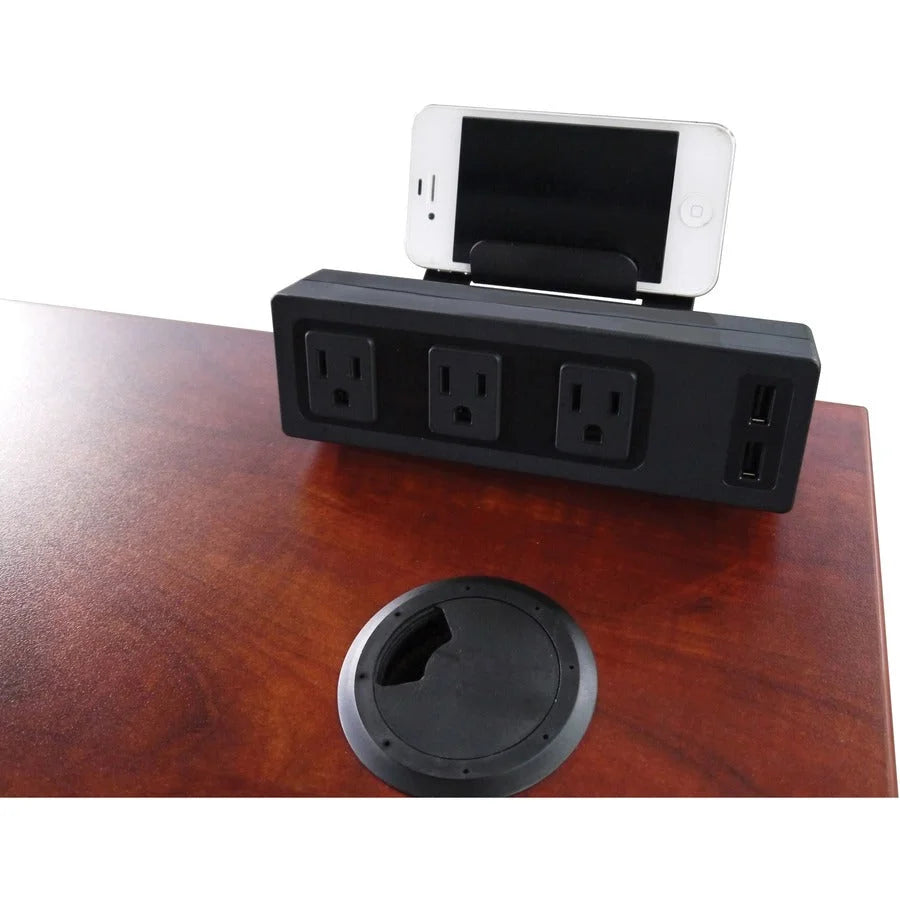 Lorell Under Desk Power Center: 3 AC 2 USB - Black - Cords & Surge Protectors