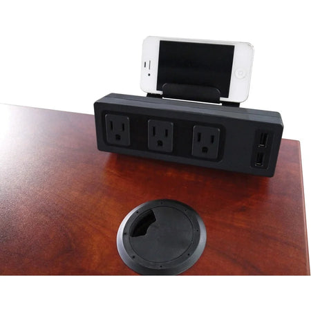 Lorell Under Desk Power Center: 3 AC 2 USB - Black - Cords & Surge Protectors