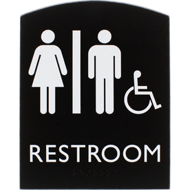Lorell Unisex Handicap Restroom Sign: 6.8’’ x 8.5’’ - Easy Readability & Braille - Signs Nameplates