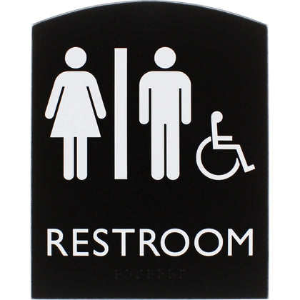 Lorell Unisex Handicap Restroom Sign: 6.8’’ x 8.5’’ - Easy Readability & Braille - Signs Nameplates