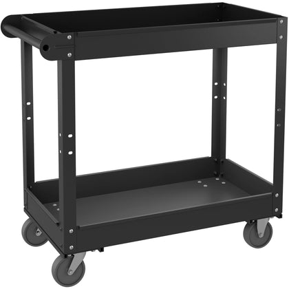 Lorell Utility Cart: 2-Shelf Steel Cart 400 lb Capacity - 30’’x16’’x32’’ - Black - Carts
