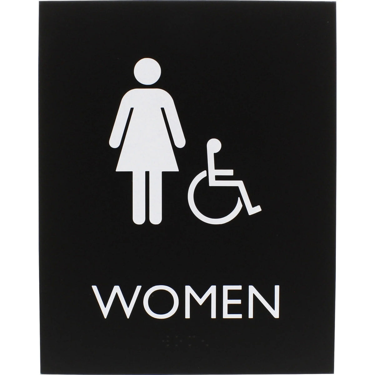 Lorell Women’s Handicap Restroom Sign - ’Women’ Print - 6.4’’ x 8.5’’ - Braille - Plastic - Signs & Nameplates