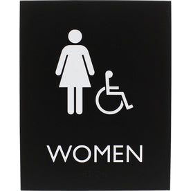 Lorell Women’s Handicap Restroom Sign - ’Women’ Print - 6.4’’ x 8.5’’ - Braille - Plastic - Signs & Nameplates
