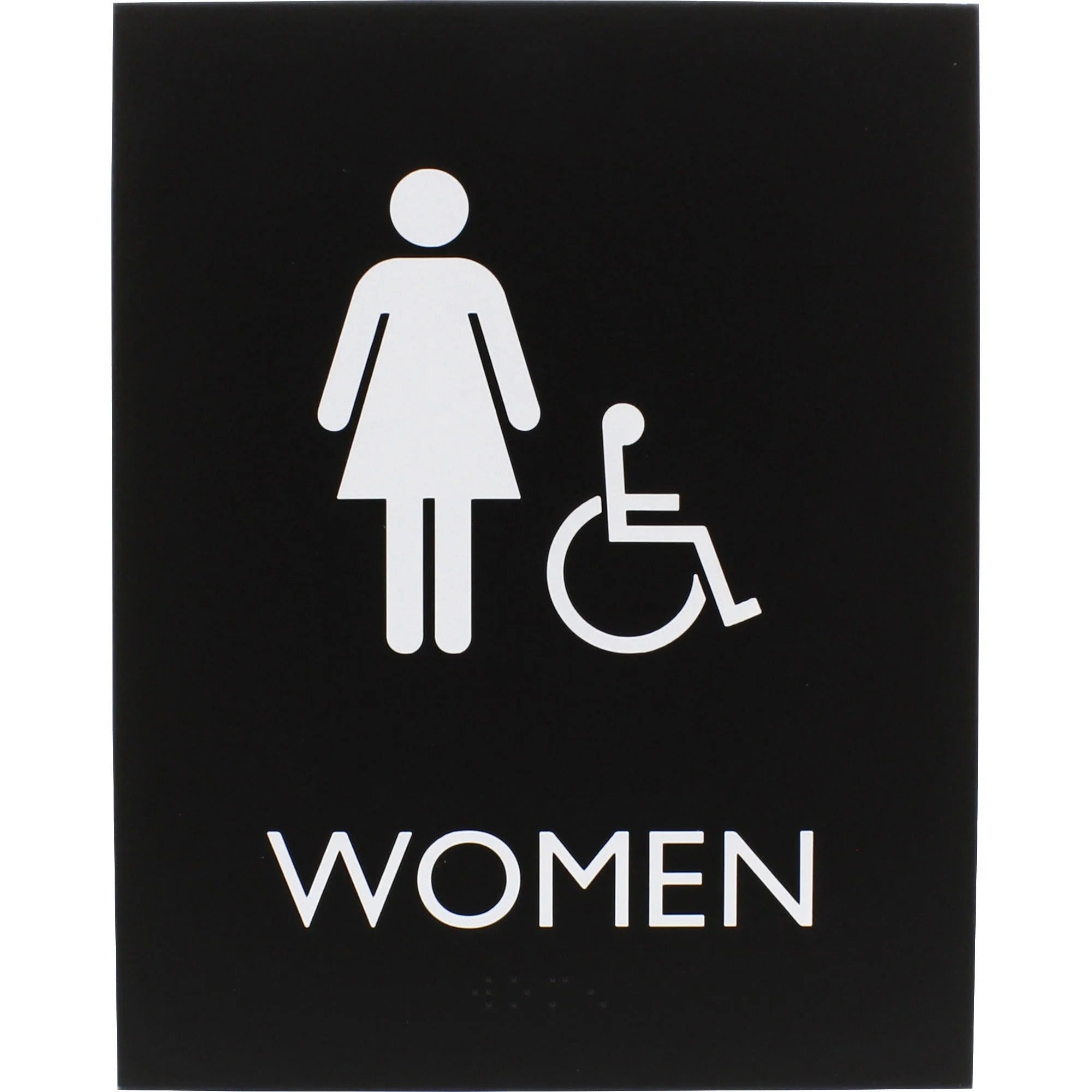 Lorell Women’s Handicap Restroom Sign - ’Women’ Print - 6.4’’ x 8.5’’ - Braille - Plastic - Signs & Nameplates