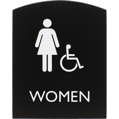 Lorell Women’s Handicap Restroom Sign - ’Women’ Print - 6.8’’ x 8.5’’ - Easy Readability - Signs & Nameplates