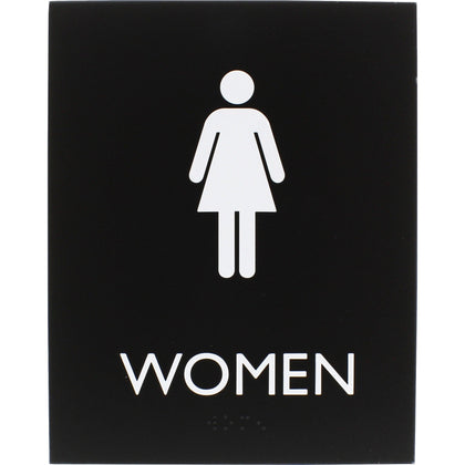 Lorell Women’s Restroom Sign: ’Women’ Print 6.4’’ x 8.5’’ - Easy Readability Braille - Signs & Nameplates