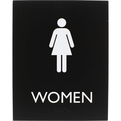 Lorell Women’s Restroom Sign: ’Women’ Print 6.4’’ x 8.5’’ - Easy Readability Braille - Signs & Nameplates