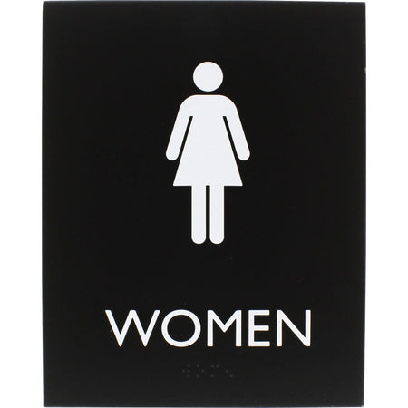 Lorell Women’s Restroom Sign: ’Women’ Print 6.4’’ x 8.5’’ - Easy Readability Braille - Signs & Nameplates
