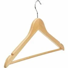 Lorell Wooden Coat Hangers - 7.2’’ Height x 13.8’’ Width - for Clothes Garment - Metal - Natural - 30 / Carton - Hooks &