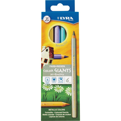 Lyra Color Giant Pencils: Assorted Metallic Lead - 6-Pack - Pencils