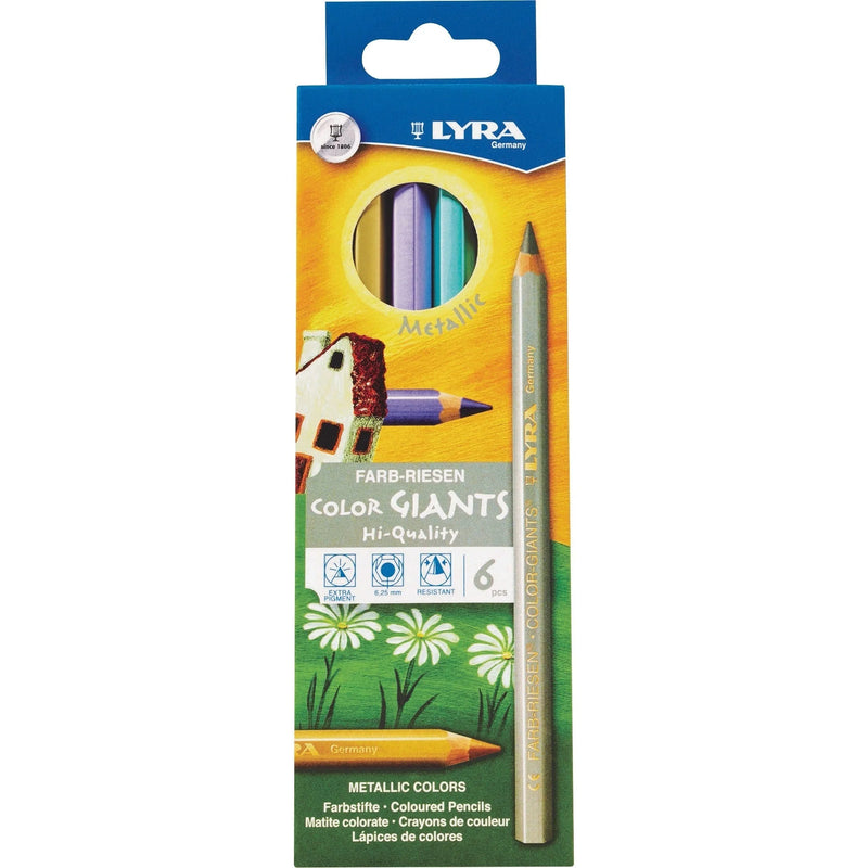Lyra Color Giant Pencils: Assorted Metallic Lead - 6-Pack - Pencils