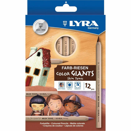 Lyra Color-Giants Skin Tone Pencils - 6.3mm Lead - 12/Set - Specialty Marking & Colored